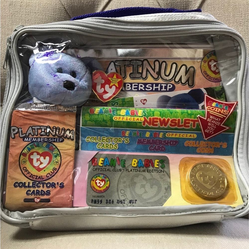 Ty beanie babies official platinum membership bag and collectibles 1999